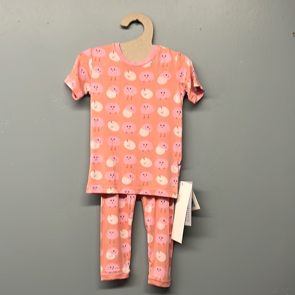 Kickee pants set blush peep peeps or zipper footie